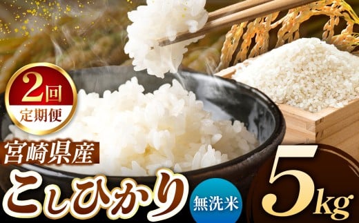 【 定期便2回 】令和7年産 こしひかり 5kg （ 無洗米 ） 宮崎県産 | 米 こめ お米 おこめ 精米 白米 宮崎県 五ヶ瀬町