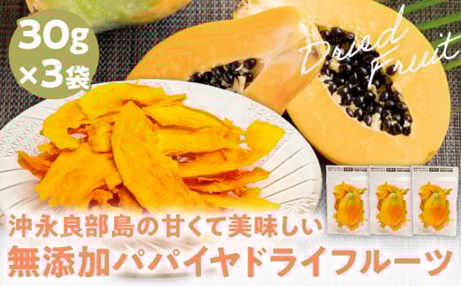 【先行受付】沖永良部島の甘くて美味しい無添加ドライフルーツ(パパイヤ)30g×3袋 W051-007u