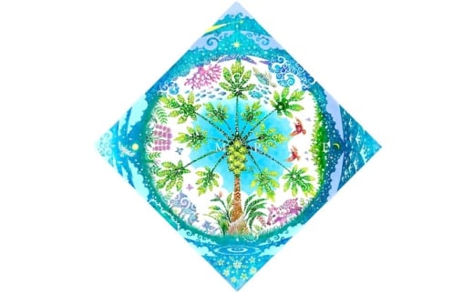 ［琉球イラストレーション］ 与儀勝之 『パパイヤの園 / The Garden of Papaya』 額装Lサイズ インテリア 雑貨 アート おしゃれ おすすめ 沖縄市 / yogima office [BCAI005]