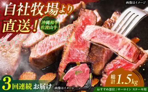 【全3回定期便】【数量限定】沖縄和牛 佐渡山牛 サーロイン＆希少部位 ステーキ肉 500g 牛肉 和牛 サーロインステーキ 焼肉 赤身 沖縄市 / 肉のサブロー [BCBC014]