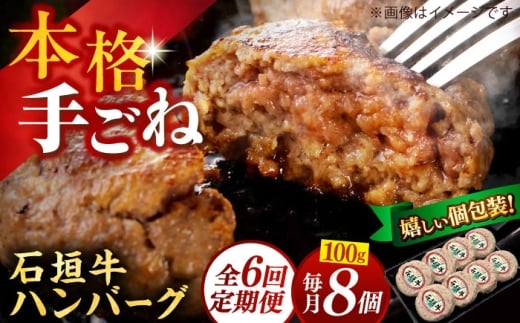 【全6回定期便】沖縄県産石垣牛ハンバーグセット 800g (100g×8個) 牛 ハンバーグ 冷凍 ギフト お取り寄せ 沖縄市 / お肉屋本店 [BCAZ013]
