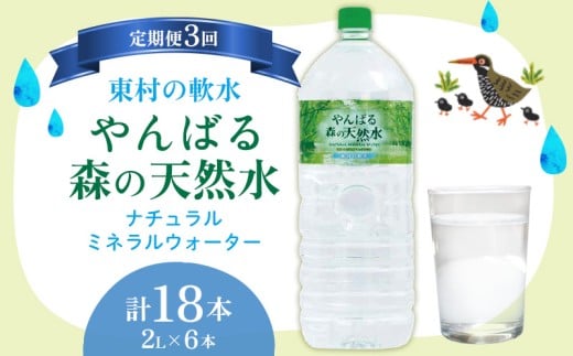 【定期便3回】東村の軟水【やんばる 森の天然水】ナチュラルミネラルウォーター　2L×6本 天然水 ミネラルウォーター 水 ソフトドリンク 飲料水 軟水 東村の水 天然水 お水 ヤンバルの水 やんばる ヤンバル ペットボトル 2リットル 防災 国産 長期保存 備蓄 沖縄 東村