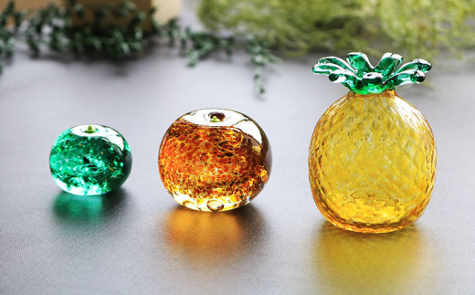 【うみのおと】南国フルーツペーパーウェイト＆一輪挿しセット