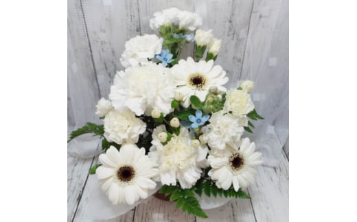 お任せ アレンジメント 生花 お供え用 ホワイト系【1481176】