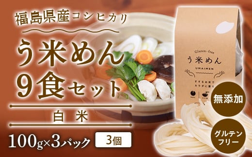 コシヒカリ白米 う米めん 9食セット 無添加 グルテンフリー F7X-0213