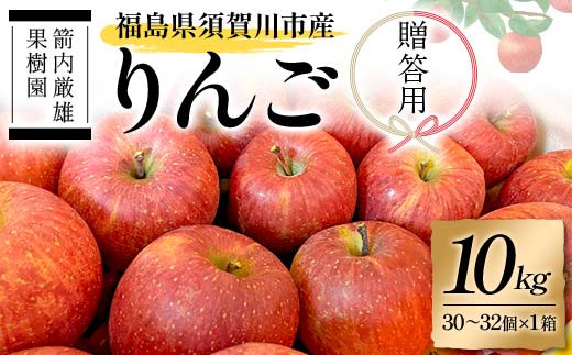 須賀川市産 リンゴ 贈答用 10kg（30～32個）＜箭内厳雄果樹園＞ りんご リンゴ 林檎 デザート フルーツ 果物 くだもの F7X-0290