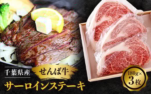 せんば牛サーロインステーキ 180g×3枚 肉 ステーキ 牛肉ステーキ サーロインステーキ サーロイン ビフテキ ビーフステーキ 個包装 冷凍 真空 牛肉 牛 国産牛 国産 せんば牛 せんば牛ステーキ お祝い 誕生日 記念日 贈答 ギフト プレゼント 贈り物 簡単調理 農場HACCP HACCP 老舗 直送 千葉牛 コラボ 千葉県 旭市 地方の恵み cnm006