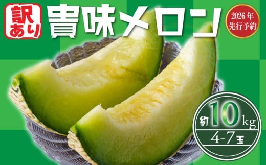 【 2026 年発送】< 訳あり メロン > 先行予約 貴味 メロン 青肉 約10kg 以上 (2～6L) (約4～7玉) めろん melon タカミメロン ジューシ 糖度 おすすめ 高級 人気 旬 果物 くだもの フルーツ 贈り物 ギフト 贈答 プレゼント 産地直送 千葉県 旭市 たかの果樹園 tke003