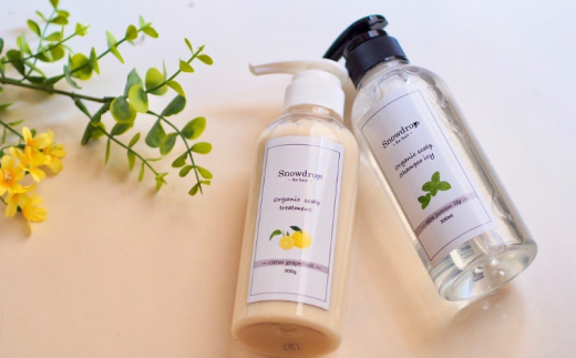 【 定期便 3回 】シャンプー トリートメント  Snowdrop ( スノードロップ ) オーガニック スキャルプ アイスシャンプー ＆ トリートメント 300ml + 300g 消臭 コラーゲン リラックス サロン 美容師 美容院 スッキリ 弱酸性 低刺激 UVケア 髪 頭皮 髪質 潤い 送料無料 千葉県 旭市 株式会社 Oneworld shn007