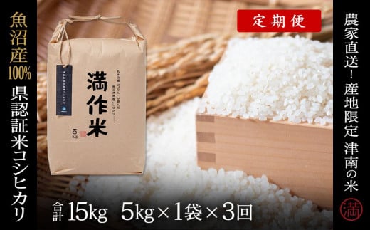 【 定期便 3ヶ月 】 米 5kg × 3回 令和7年産 新米 魚沼産 コシヒカリ 特別栽培米 県認証 | BLコシヒカリ こしひかり お米 おこめ こめ コメ おすすめ 人気 白米 精米 新潟県 津南町