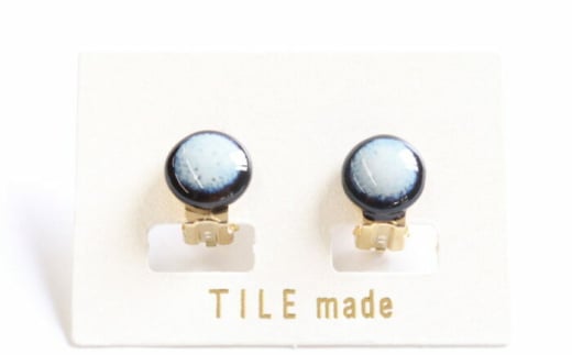 【美濃焼】 紫むら タイル イヤリング 直径10mm 瑞浪市 / TILEmade タイル アクセサリー ハンドメイド [AZCD031]