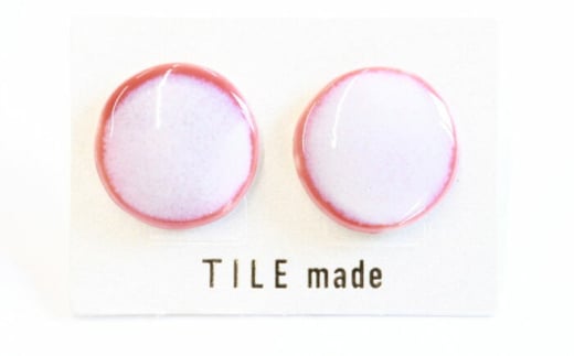 【美濃焼】 ピンクむら タイル ピアス 直径20mm 瑞浪市 / TILEmade タイル アクセサリー ハンドメイド [AZCD024]