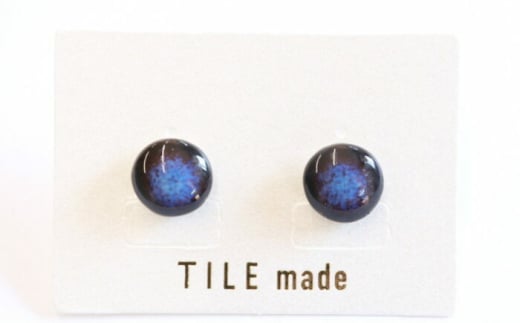 【美濃焼】 青錆むら タイル ピアス 直径10mm 瑞浪市 / TILEmade タイル アクセサリー ハンドメイド [AZCD046]