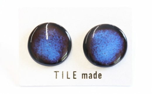 【美濃焼】 青錆むら タイル ピアス 直径20mm 瑞浪市 / TILEmade タイル アクセサリー ハンドメイド [AZCD048]