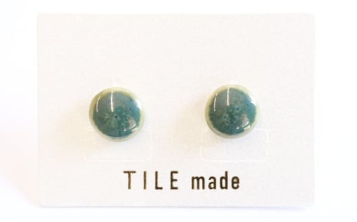 【美濃焼】 緑むら タイル ピアス 直径10mm 瑞浪市 / TILEmade タイル アクセサリー ハンドメイド [AZCD076]