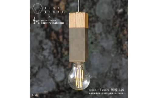 CTSH LIGHT. ペンダントライト SQUARE＜Oak×真鍮無垢 E26＞ 瑞浪市 / ジオニック 照明器具 ソケット 真鍮 木製 ゴールド [AZBQ038]