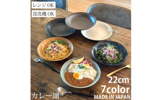 【美濃焼】 カレー皿 22cm / プレート 深皿 1枚 グレーマット / 窯元ロングアイランド [AZCU171]