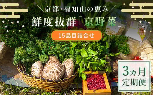 【3ヵ月定期便】鮮度抜群「京野菜」15品目詰合せ  ふるさと納税 京野菜 野菜 新鮮 15品目 詰合せ 定期便 3か月 京都府 福知山市