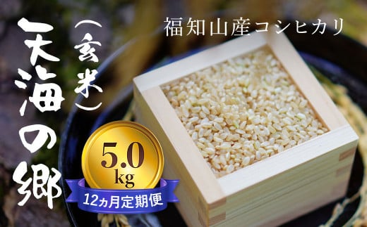 【令和6年産】【12ヵ月定期便】京都福知山産コシヒカリ『天海の郷』5kg（玄米）天空に広がる天海の郷 / ふるさと納税 こめ コメ 米 コシヒカリ こしひかり 玄米 定期 12カ月 おいしい 美味しい 美容 健康 天空 雲海 天海の郷 京都府 福知山市 FCCM038