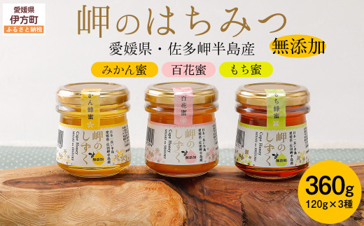 岬のはちみつ3種セット（みかん・百花蜜・もち） 【 ふるさと納税 人気 おすすめ ランキング はちみつ ハチミツ 蜂蜜 みつ 蜜 ミツ セット みかん 百花蜜 もちみつ 3種 国産 詰合せ ギフト 贈り物 愛媛県 伊方町 送料無料 】 IKTC001