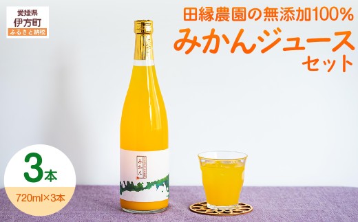 【愛媛県産】田縁農園の無添加100% みかんジュース（720ml×3本） ストレート果汁100％【 ふるさと納税 人気 おすすめ ランキング ジュース みかんジュース オレンジジュース ミカン みかん 蜜柑 オレンジ フルーツジュース フルーツ 果物 セット 詰合せ 贈り物 贈答 ギフト 愛媛県 伊方町 送料無料 】 IKTA008