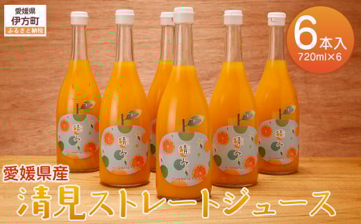 【栽培期間中農薬不使用】清見ストレートジュース 720ml×6本入り ※離島への配送不可 【 ふるさと納税 人気 おすすめ ランキング 柑橘 みかん ミカン 蜜柑 ジュース ミカンジュース オレンジジュース 清見ストレートジュース 清見タンゴール フルーツ 果物 産地直送 ギフト 贈り物 栽培期間中農薬不使用 木野本農園 愛媛県 伊方町 送料無料 】 IKTG032