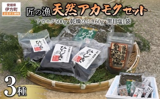 天然アカモクセット(アカモク500g・乾燥ひじき60g・黒目塩1袋) 【 ふるさと納税 人気 おすすめ ランキング あかもく 乾燥 ひじき 乾燥ひじき ヒジキ 黒目塩 しお 塩 海藻 セット 詰合せ 詰め合わせ 愛媛県 伊方町 送料無料 】 IKTJ008