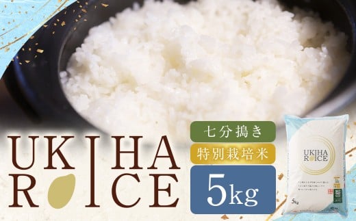 UKIHA RICE 7分搗き 5kg (特別栽培米) 【2025年11月上旬から2026年3月下旬発送予定】 ヒノヒカリ ひのひかり 米 こめ コメ お米 おこめ 白米 精米 ごはん ご飯 お中元 お歳暮 ギフト プレゼント 贈答品 おすすめ 国産