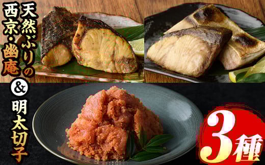 ブリ西京5食・幽庵5食・明太子切子450gのセット(計3種) 福岡 ぶり ブリ 鰤 玄界灘 魚 さかな 西京漬 幽庵漬 味噌漬け 柚子 めんたいこ 辛子明太子 明太 魚卵 海鮮 切れ子 食べ比べ おかず 晩酌 おつまみ 惣菜 焼き魚 小分け 冷凍【マル五】as06-009