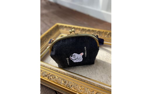 動物愛護 岡山デニム がま口 フレンチブルドッグ 吉富町/猫山商事 [BGBE007] 福岡県