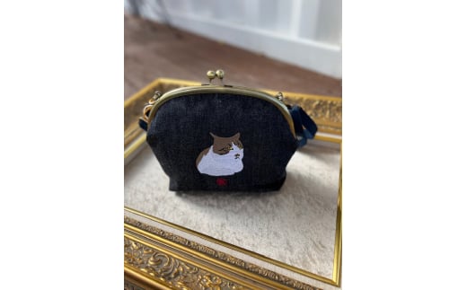 動物愛護 岡山デニム がま口 きじねこ 吉富町/猫山商事 [BGBE008] 福岡県