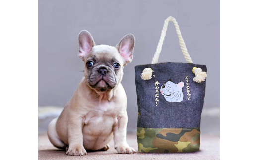 動物愛護 岡山デニム トートバッグ フレンチブルドッグ 吉富町/猫山商事 [BGBE015] がま口 ガマ口 福岡県