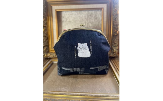 動物愛護 がま口 しろねこ チェック 吉富町/猫山商事 [BGBE021] がま口 ガマ口 福岡県