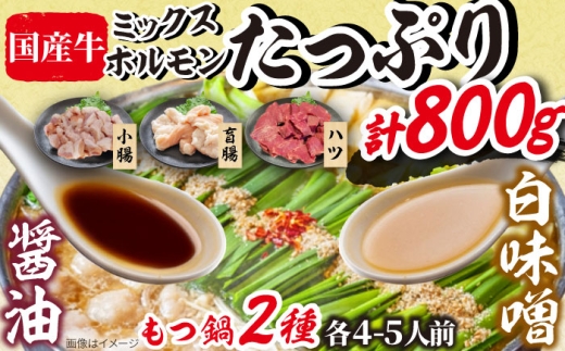 「上田商店」工場直販 もつ鍋(醤油・白味噌/各4-5人前) 吉富町/株式会社吉浦コーポレーション [BGAD058] もつなべ 鍋 鍋セット 福岡