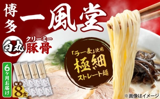 【全6回定期便】ラー麦使用「一風堂」とんこつラーメン 白丸(8食) 吉富町/株式会社吉浦コーポレーション [BGAD032]
