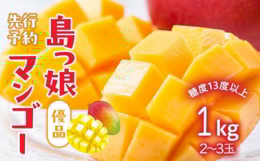 与論島産 島っ娘マンゴー(優品)1kg 2~3玉 糖度13度以上【先行予約:2026年7月上旬以降発送】| 果物 フルーツ マンゴー 1kg 人気 甘い おすすめ おすすめフルーツ 期間限定 鹿児島県 与論町