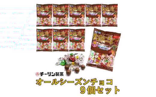 A299 80gオールシーズンチョコ 9個【チーリン製菓 チョコレート お菓子 詰め合わせ セット 9袋 マイルドチョコレート 個包装 大阪府 八尾】