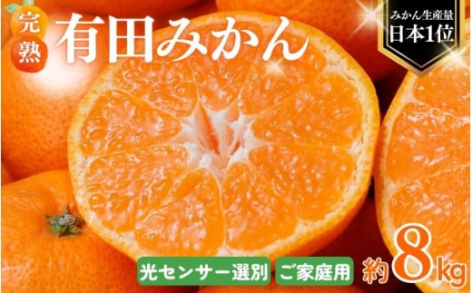 [2025年11月発送予約分]＼光センサー選別/農家直送 こだわりの完熟有田みかん 約8kg+250g(傷み補償分) [ご家庭用][11月発送][nuk100-11]
