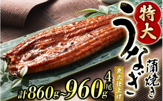 うなぎ蒲焼 4尾  計約860g～960g （タレ・山椒付き） 1尾で約215g～240gのビッグサイズ 【通常発送】【nks702B】