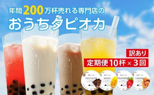 (訳あり)おうちタピオカ定期便(10杯×3回)<福岡市製造>