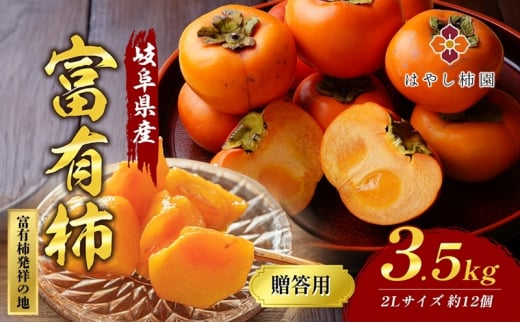 はやし柿園の贈答用富有柿3.5kg 2Lサイズ 12個 高糖度 濃厚 秋の味覚 ギフト ※2025年11月中旬頃より順次発送予定 ※離島への配送不可