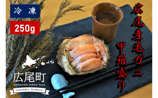 毛ガニ　甲羅盛り　250g　１個（冷凍）【ふるさと納税　毛がに　毛ガニ　毛蟹　甲羅盛り　便利　簡単　お手軽　かに　蟹　カニ　北海道　十勝　広尾町】(0091)