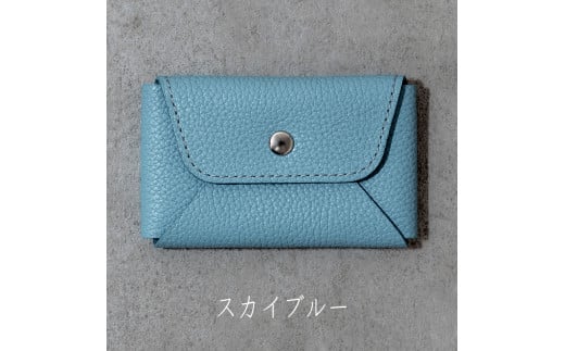 本革 カード 名刺入れ 日本製 レザー 革製品 カードケース Liete WH-21 スカイブルー