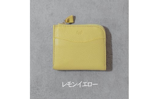 本革 L字ファスナー ミニ財布 日本製 レザー 革製品 コンパクト 小銭入れ Liete WH-23 レモンイエロー