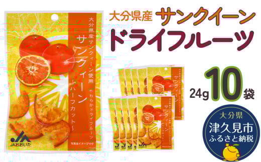 サンクイーンドライフルーツ 24g×10袋 国産 ドライフルーツ 柑橘系 オレンジ ミカン ドライオレンジ みかん 大分県産 九州産 津久見市 国産