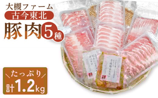 【古今東北】 丸森町大槻ファーム 豚肉5種類セット(計1.2kg） 丸森町 古今東北 大槻ファーム 豚肉セット 1.2kg SPF豚 しもふりレッド　焼き肉 豚しゃぶ 生姜焼き 味付けホルモン 辛味噌ホルモン にんにくネギ塩ホルモン 古今東北 丸森　ふるさと納税【30101】