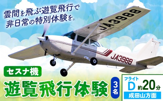 セスナ機遊覧飛行体験 3名 フライトD(約20分コース) 新中央航空株式会社《30日以内に出荷予定(土日祝除く)》茨城県 河内町 セスナ 飛行体験