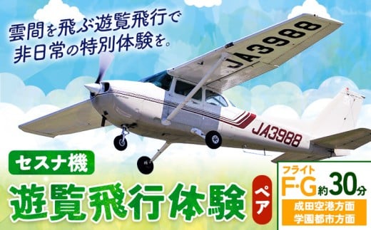 セスナ機遊覧飛行体験 ペア フライトF・G(約30分コース) 新中央航空株式会社《30日以内に出荷予定(土日祝除く)》茨城県 河内町 セスナ 飛行体験
