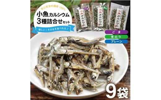 小魚カルシウム 3種詰め合わせ(プレーン、ごま、青のり)　計9袋(40g×各3袋) SA2033
