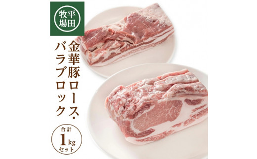 豚肉 ブロック 2種 1kg ロースブロック 豚バラブロック 各500g 金華豚 ブランド豚 銘柄豚 豚バラ ロース 豚ロース 上質ロース 冷蔵 贈り物 贈答 ギフト 平牧 平田牧場 山形 酒田 SC0505